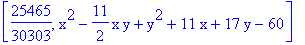 [25465/30303, x^2-11/2*x*y+y^2+11*x+17*y-60]